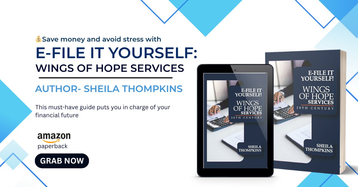 dm_rahima's tweet image. 📝Avoid costly mistakes! "E-FILE IT YOURSELF: Wings of Hope Services" by Sheila Thompkins (Paperback Edition) on Amazon is your go-to guide. Get your copy today.
🔗Buy Link- a.co/d/0dvbp06a
#TaxErrors #FinanceTips #AmazonFinds #SmartChoices #EFile