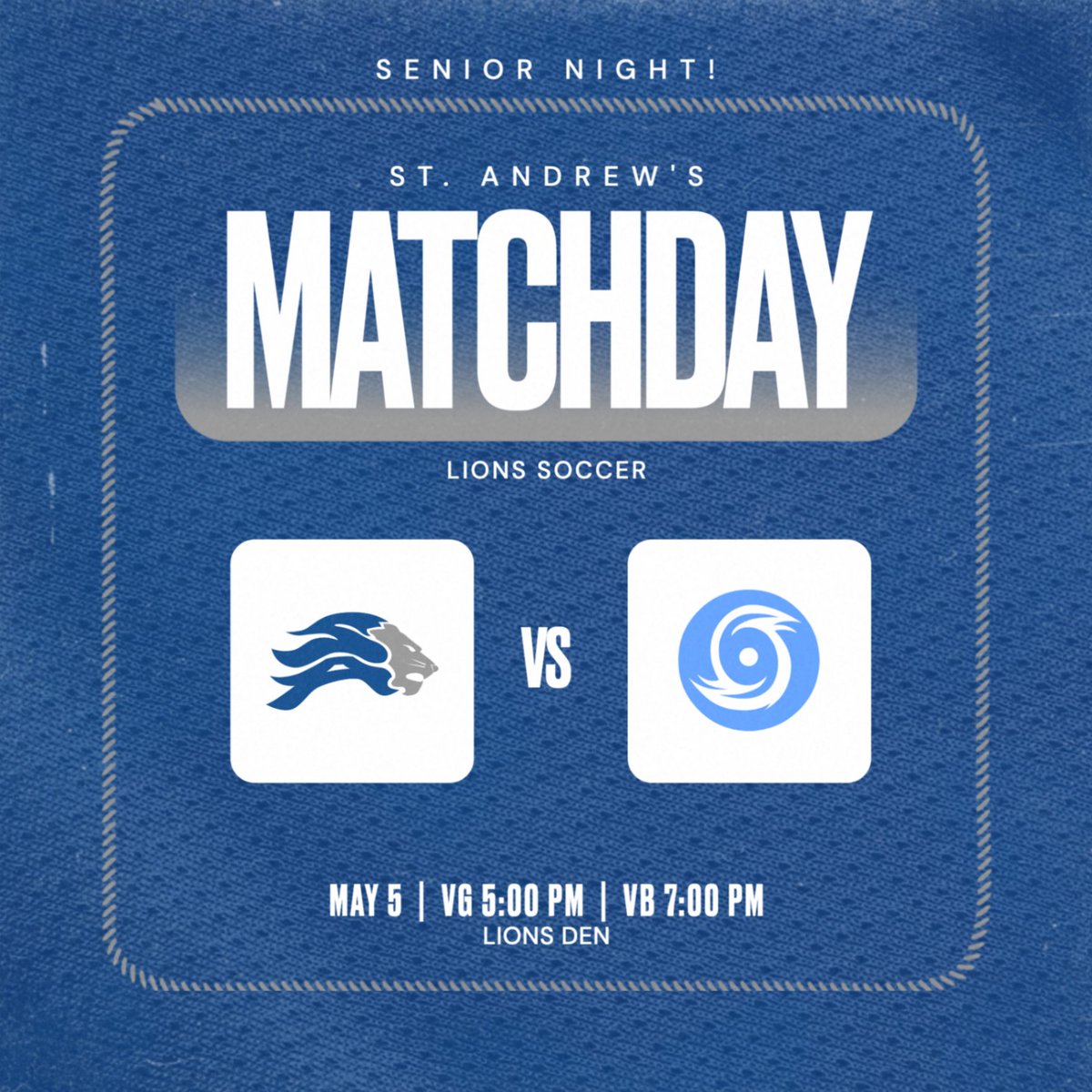 sassportsinfo's tweet image. Match Day!

Lions soccer take on Coastal Homeschool tonight in the Lions Den. Tonight is also senior night for soccer, track and golf! Recognition will take place in between the girls and boys soccer games at 6:30 p.m.

#GoLions #LionsSoccer #SeniorNight