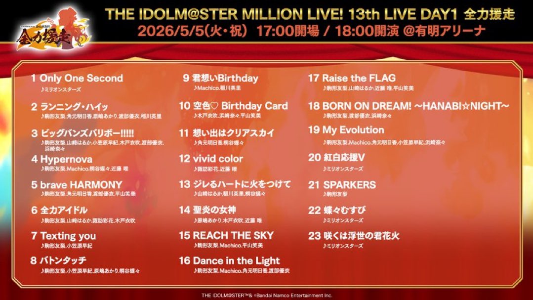 Never imagine I would predict a list so accurately. #ミリオン13th