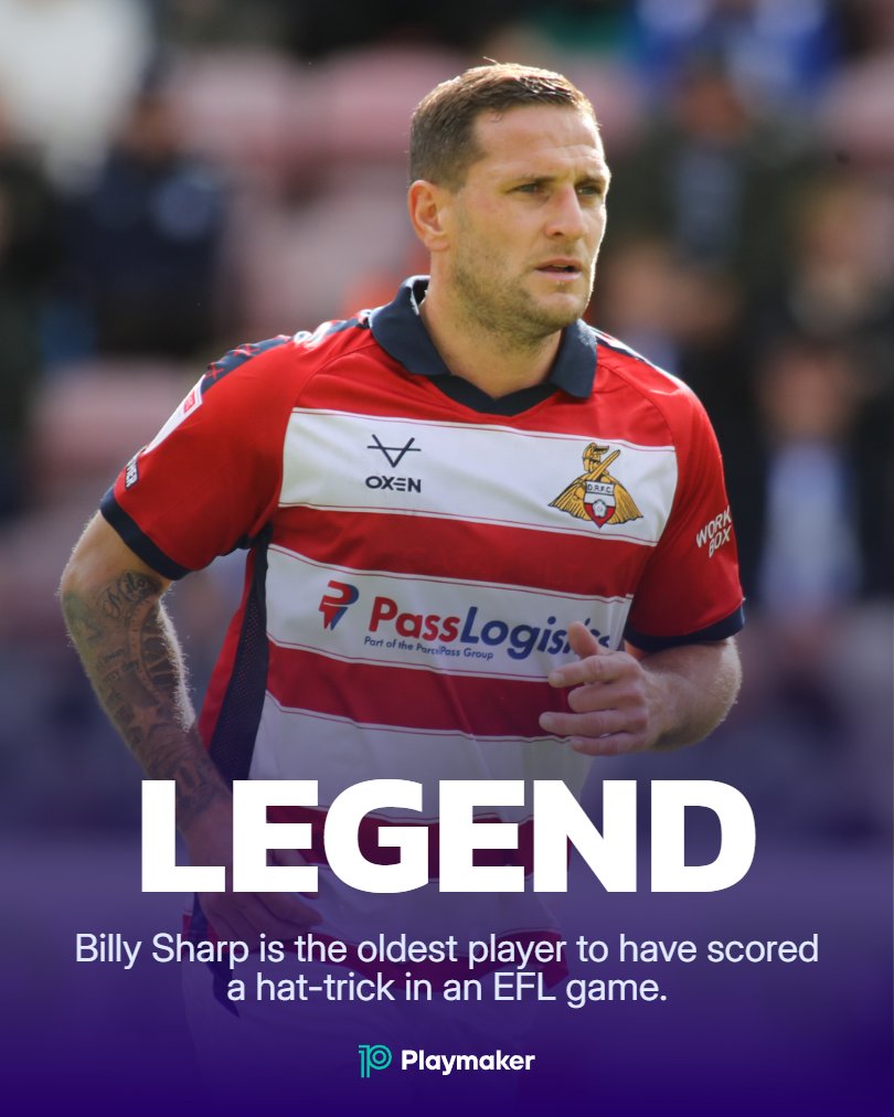 playmaker_EN's tweet photo. 🍷Oldest to score a hat-trick ('The 92'; league only; fr. 04/05):

🥇 BILLY SHARP (40Y, 2M, 27D) [v Posh 25/26]
🥈 Jamie Curreton (39Y, 7M, 9D) [v AFC Wimbledon 14/15]
🥉 Kevin Phillips (39Y, 7M, 8D) [v Hull 12/13]

#DRFC https://t.co/jJV6z5m5Xa