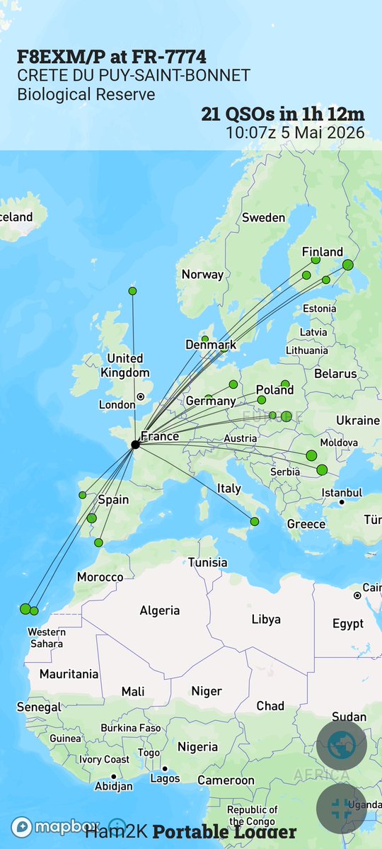 F8EXM's tweet image. Only 21 QSO in a little bit more than one hour 😬 Anyway it's always great to make nice contacts during #ParksOnTheAir activations 🏕️ #hamradio
