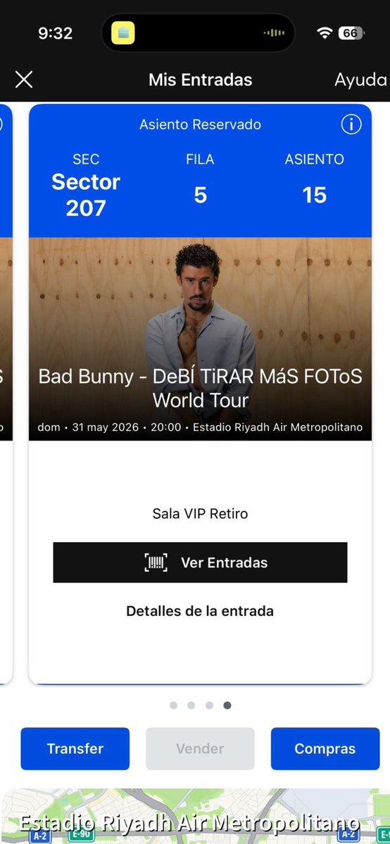 lauramrci's tweet image. SE VENDE ENTRADA #BADBUNNY #MADRID 31/05/2026 🇵🇷 

VIP3 - Gold Premium Ticket Package 🎫 

Transferencia Ticketmaster 🤝 Venta segura

#BADBUNNYMADRID #ENTRADASBADBUNNY