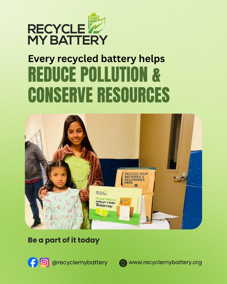 recycleabattery's tweet image. Every small action makes a big impact 🌍

By recycling batteries, we help reduce pollution, conserve valuable resources, and protect our future. Let’s teach the next generation the importance of responsible recycling.
Be a part of the change today!

#RecycleMyBattery #GoGreen