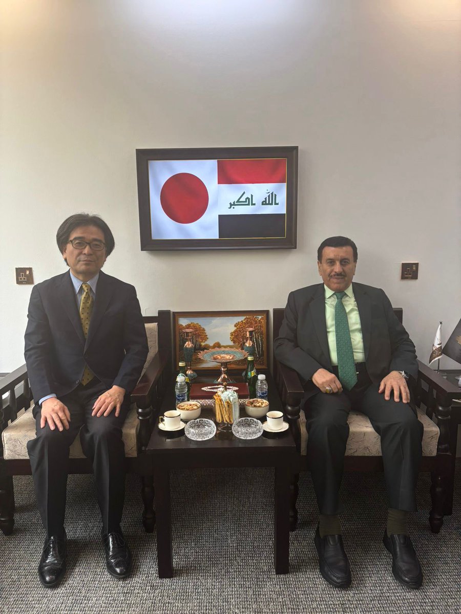 JAPANAmbIRAQ's tweet photo. On May 4th, I met with Mr. Aamer al-Fayez, the head of Tasmeem Alliance's parliamentary bloc and Chairman of the Council of Representatives' Foreign Affairs Committee, to discuss Japan's economic cooperation and the formation of a new Iraqi government. https://t.co/bbKHonSrDs