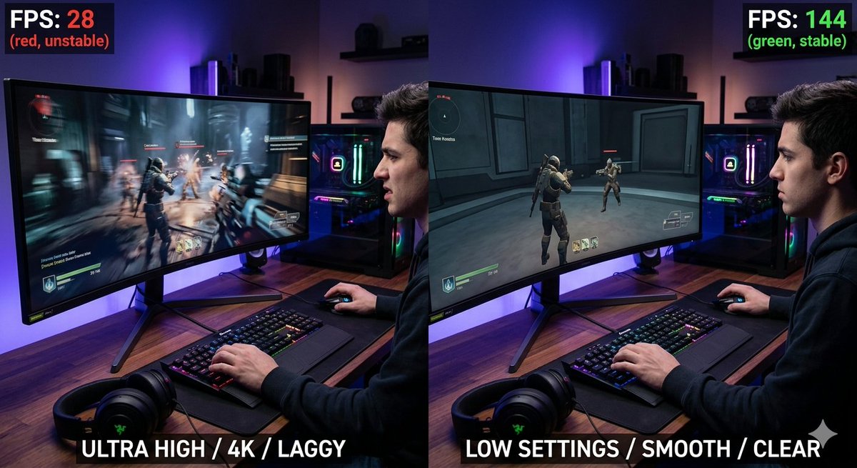 computer_shopeu's tweet photo. Stop Playing on High Settings (If You Actually Want to Win) https://t.co/sLRmltmKL9 https://t.co/Sc5nvxxF2H