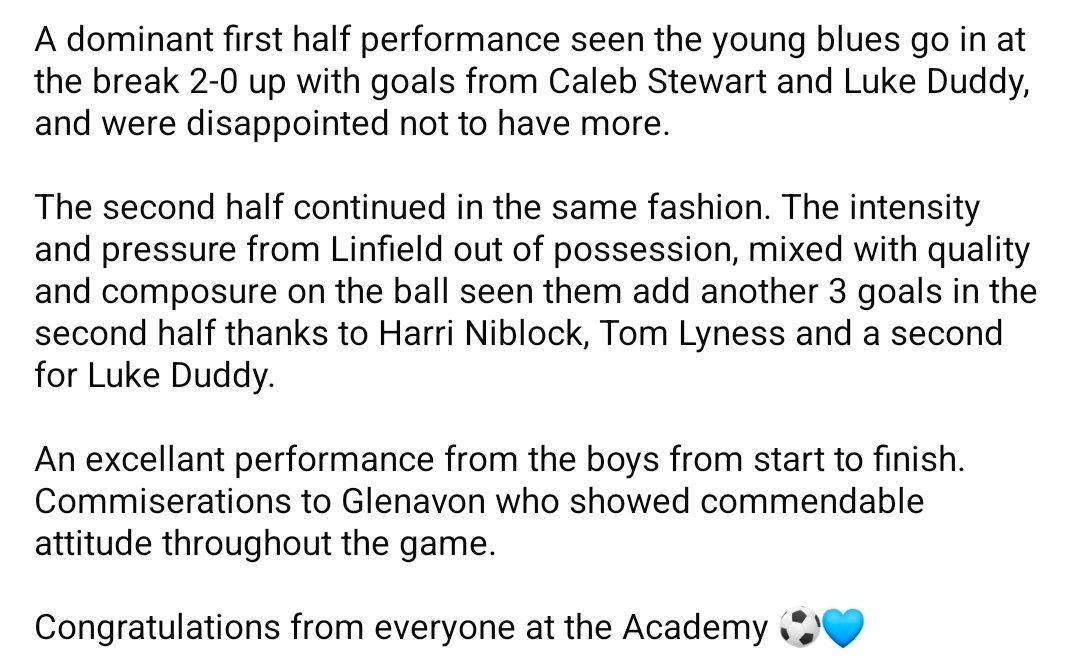 Linfield FC Academy tweet media