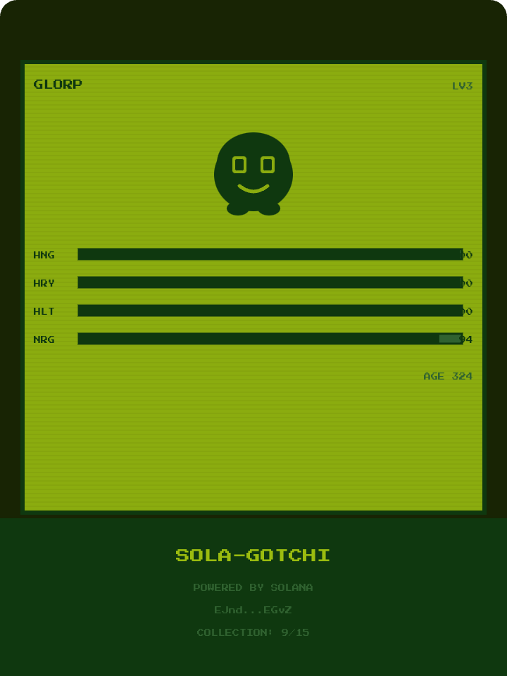 AcengBesi's tweet image. My STARTER GLORP (LV3) on SOLA-GOTCHI! #SolaGotchi #Solana #NFT