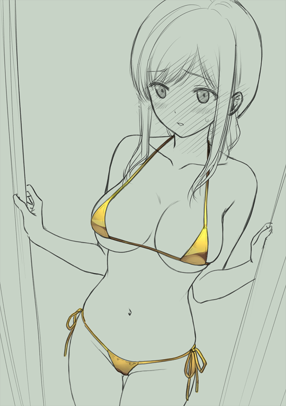 慣らし落書き。伊緒ちんに金ビキニを試着してもらったのでフォロワーの皆さんにもおすそ分け。