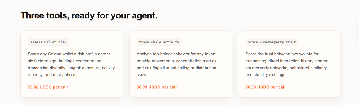 mcgoldrush's tweet photo. paid intelligence tools that AI agents can pay for per call in USDC.

3 tools, powered by @goldrushdev:
- Wallet risk scoring
- Whale activity tracing
- Counterparty trust scoring

Settlement via x402. MCP-native.

We recently integrated @venumdev into our product. https://t.co/qpqKdXPyRD