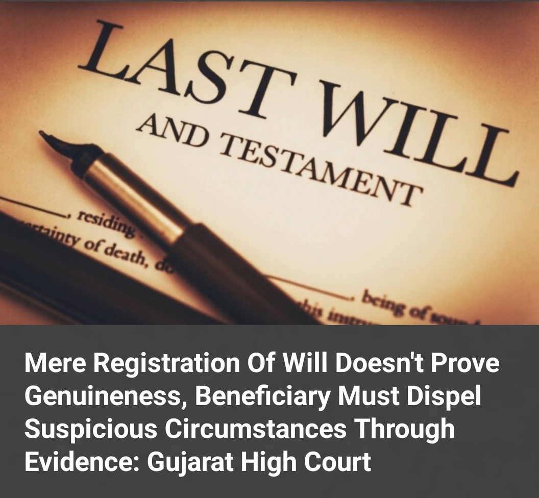 SandipP40006281's tweet photo. Mere registration of a Will does not prove its genuineness. The propounder must remove all suspicious circumstances and strictly prove due execution under law.
https://t.co/2A427ir6mH

Judgment
https://t.co/QlgaRq7edl
#Will #Gujarathighcourt https://t.co/lQi0pYANFj