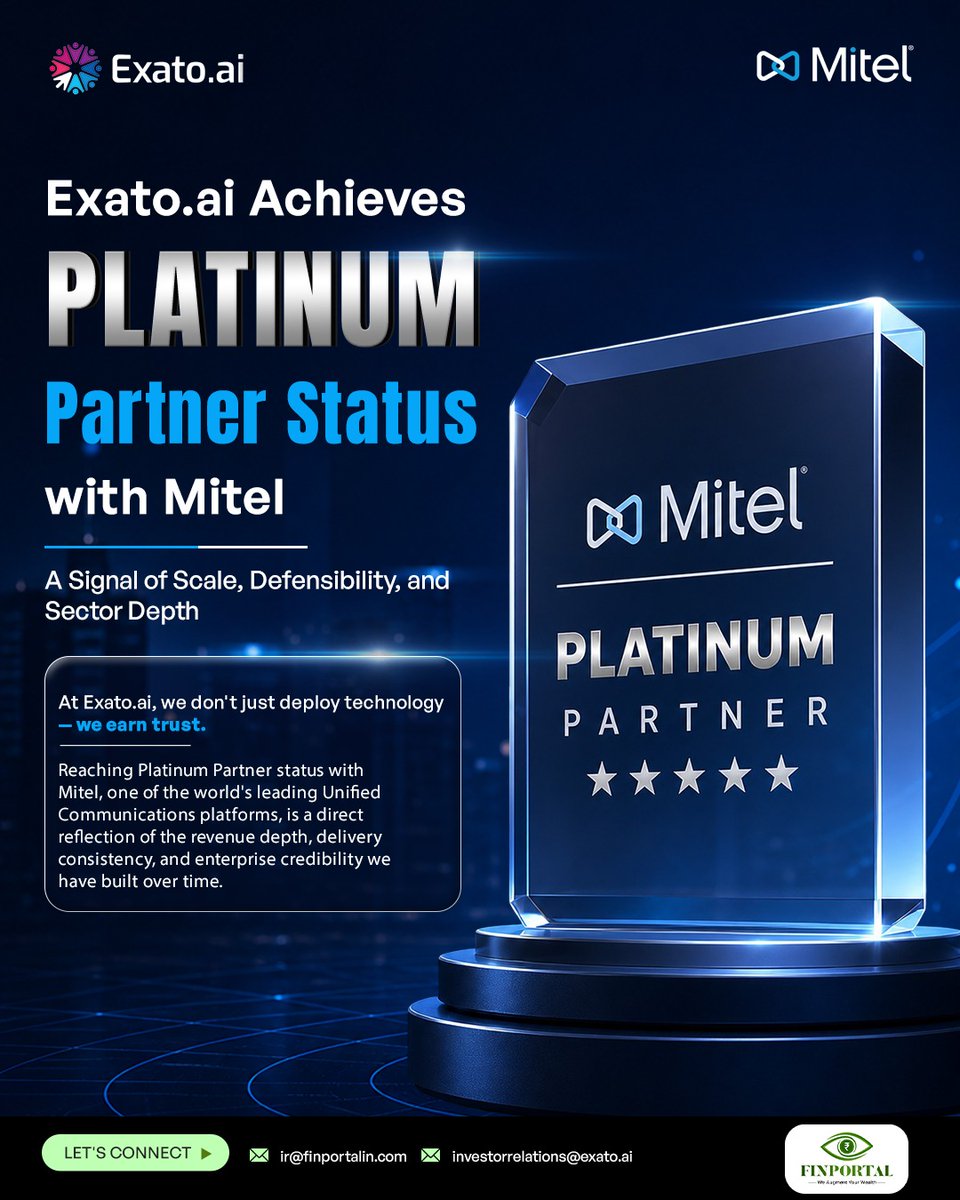 Finportal_IR's tweet photo. Platinum is not gifted. It is earned.
@Mitel awards Platinum Partner status on one criterion: demonstrated performance.
https://t.co/iNwYARgi40 just met every threshold. 🧵 https://t.co/jwmzE4nJrI