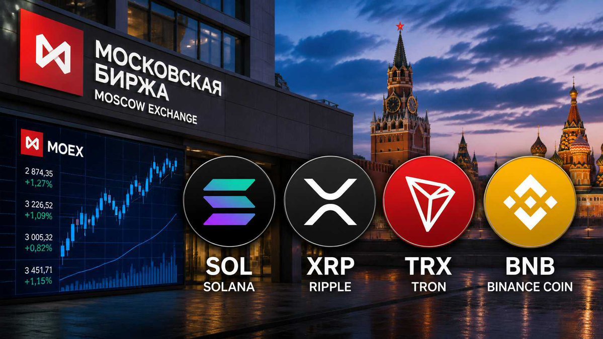 🇷🇺Russia’s largest stock exchange to launch crypto price indexes for SOL | XRP | TRX | BNB
Move could pave the way for new crypto-linked financial products in traditional markets.