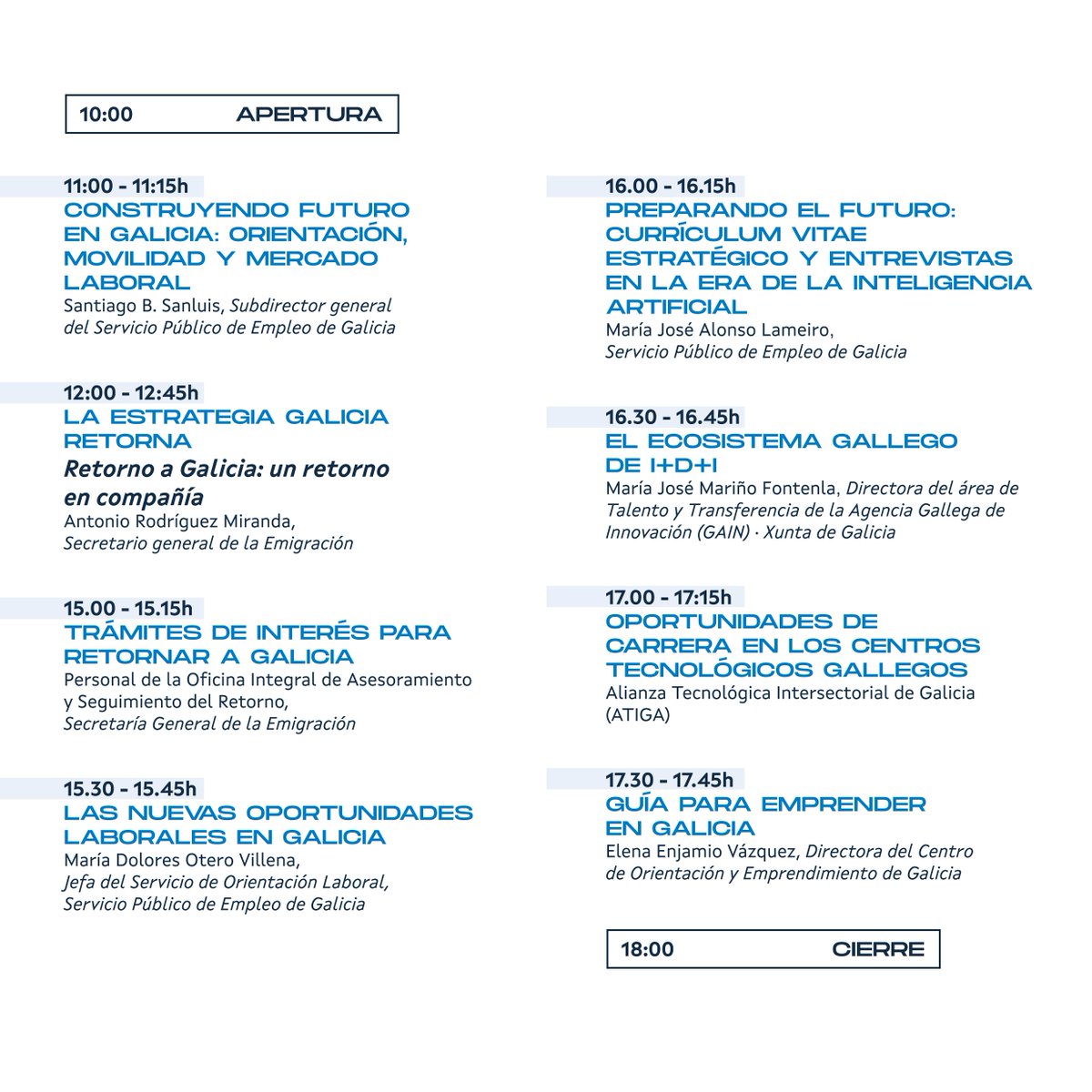 GaliciaAberta's tweet image. 💼 Queres traballar en Galicia?

A Feira de Emprego chega a São Paulo
📅 6 xuño
🎤 O secretario xeral da Emigración falará sobre as políticas de retorno

⚠️ Inscrición obrigatoria (feira + charlas)
🔗 retornacualificaemprego.gal/inscripcion-a-…

#GaliciaRetorna #Emprego #Retorno