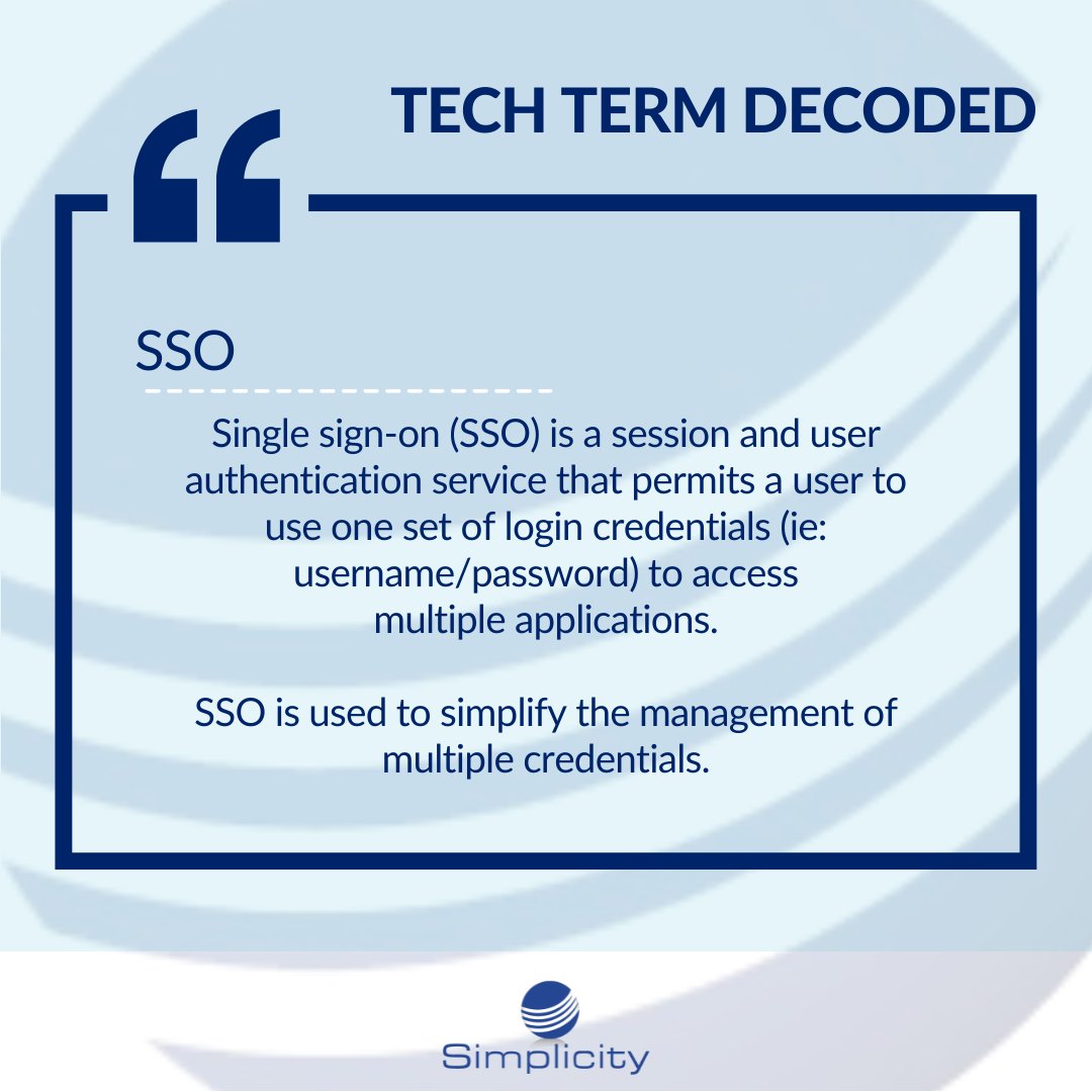 humphreys66amy's tweet photo. Single Sign-On allows users to log in once and securely access multiple applications without needing to sign in again for each one.  

#TechTermTuesday #SSO #SimplicityVoIP https://t.co/CVkATPInVQ