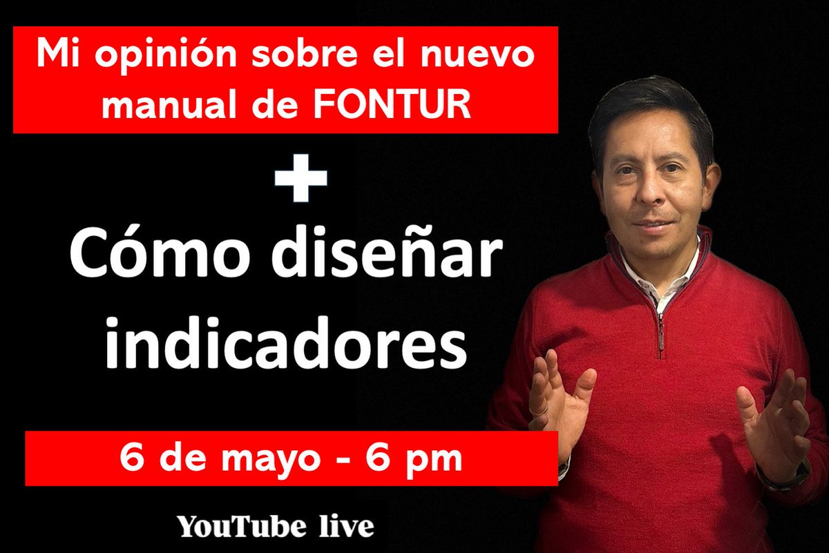 Fdo_estupinan's tweet photo. 🗓️ 6 de mayo | ⏰ 6:00 pm (Bogotá)
Hablaremos de indicadores que aprueban proyectos y de lo que cambia con el nuevo manual de FONTUR. https://t.co/NEeKDcG6Jz https://t.co/srvqexx29S