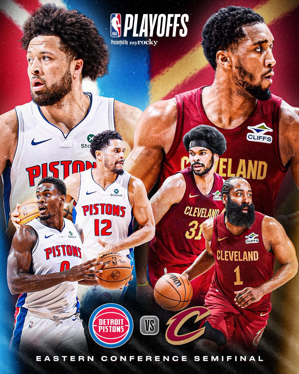 NBACanada's tweet photo. PISTONS or CAVS... Who do you have advancing? 

Game 1: May 5 at 7 PM ET | Sportsnet 
Game 2: May 7 at 7 PM ET | Sportsnet
Game 3: May 9 at 3 PM ET | TSN
Game 4: May 11 at 8 PM ET | TSN

The #NBAPlayoffs are presented by MyRocky. https://t.co/u79CeJhbUh