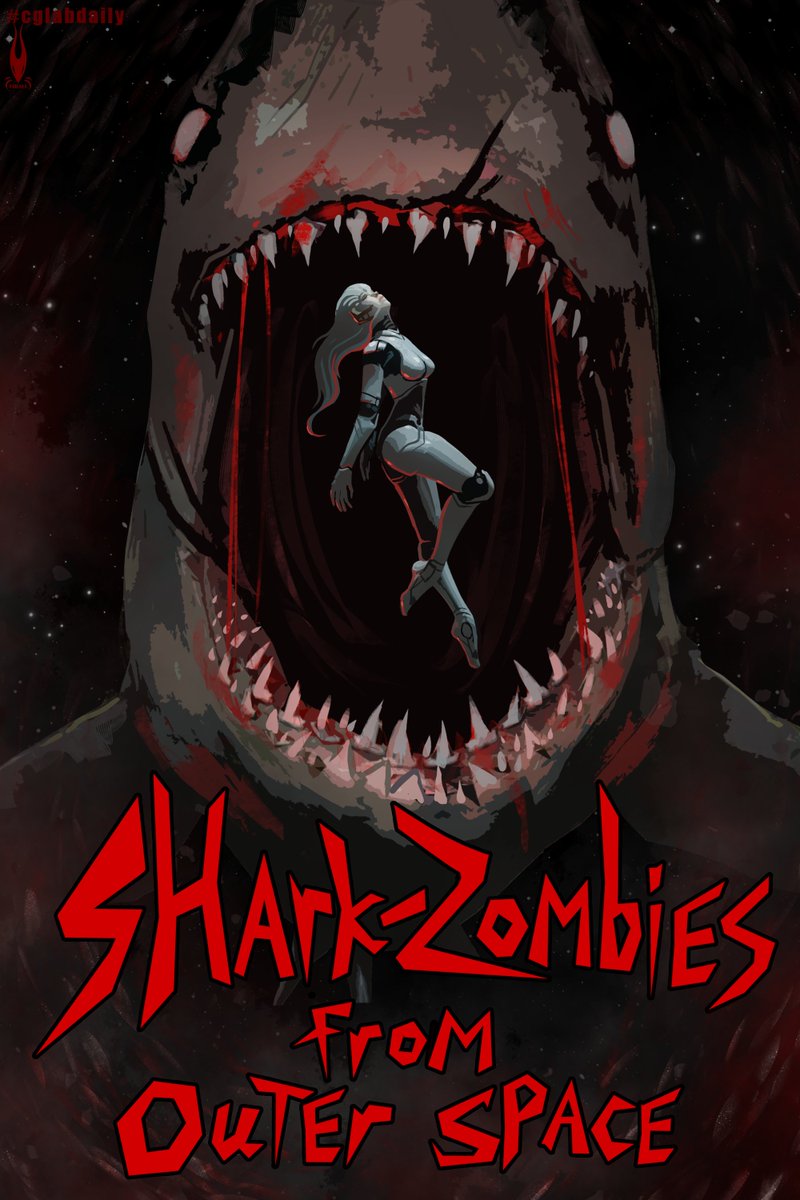 Firael666's tweet image. For horror challenge, poster to non-existent movie 
I like shark trash movies XD   

#art #shark #creepy #horror #scary