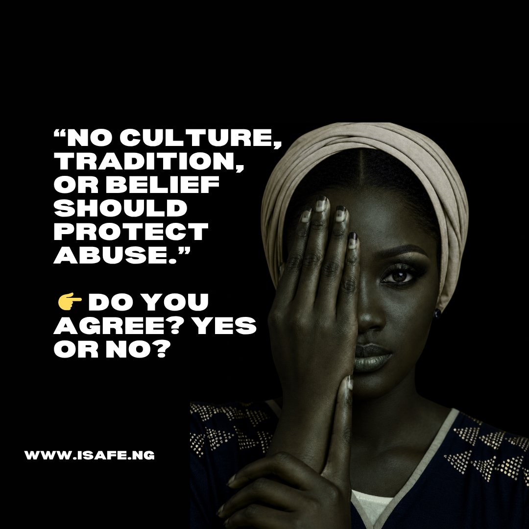 iSafe17's tweet photo. “No culture, tradition, or belief should protect abuse.”

👉 Do you agree? Yes or No?

#EndAbuse
#ProtectTheVulnerable
#SpeakUp https://t.co/hnuRalJu9j