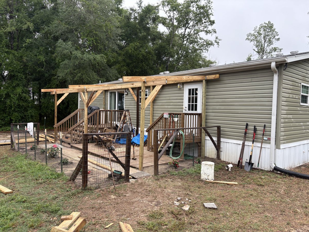 PhilWCC's tweet photo. Helped my dad put a roof on his porch. He listened to some of my ideas which is uncommon but cool. We helped each other solve problems, we confused each other about math, he taught me some stuff. Great few days. https://t.co/FmSQh43TgZ