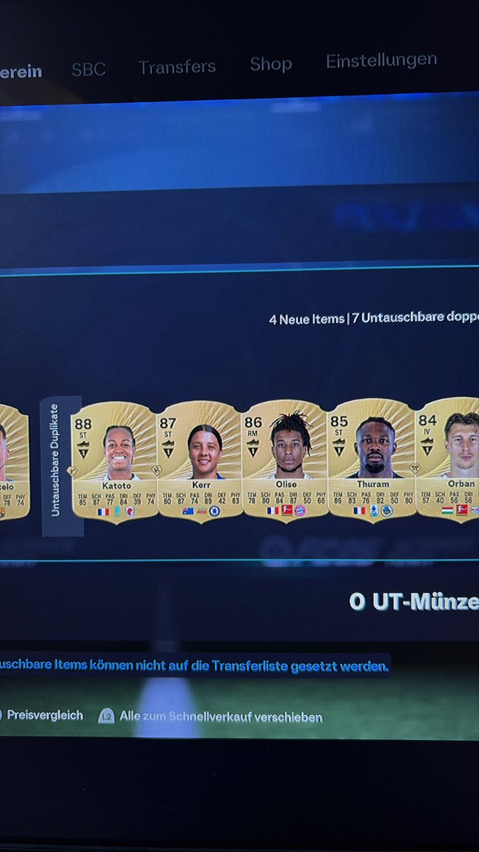 GlockLesnar09's tweet photo. Just packed GOLD Olise from a 11x 84+ rare Gold Players pack you can get from the free ps+ Store where you can pick 3 icons/heros too… is this a bug?? @EASPORTSFC #eafc26 https://t.co/JPsWmDVSyD