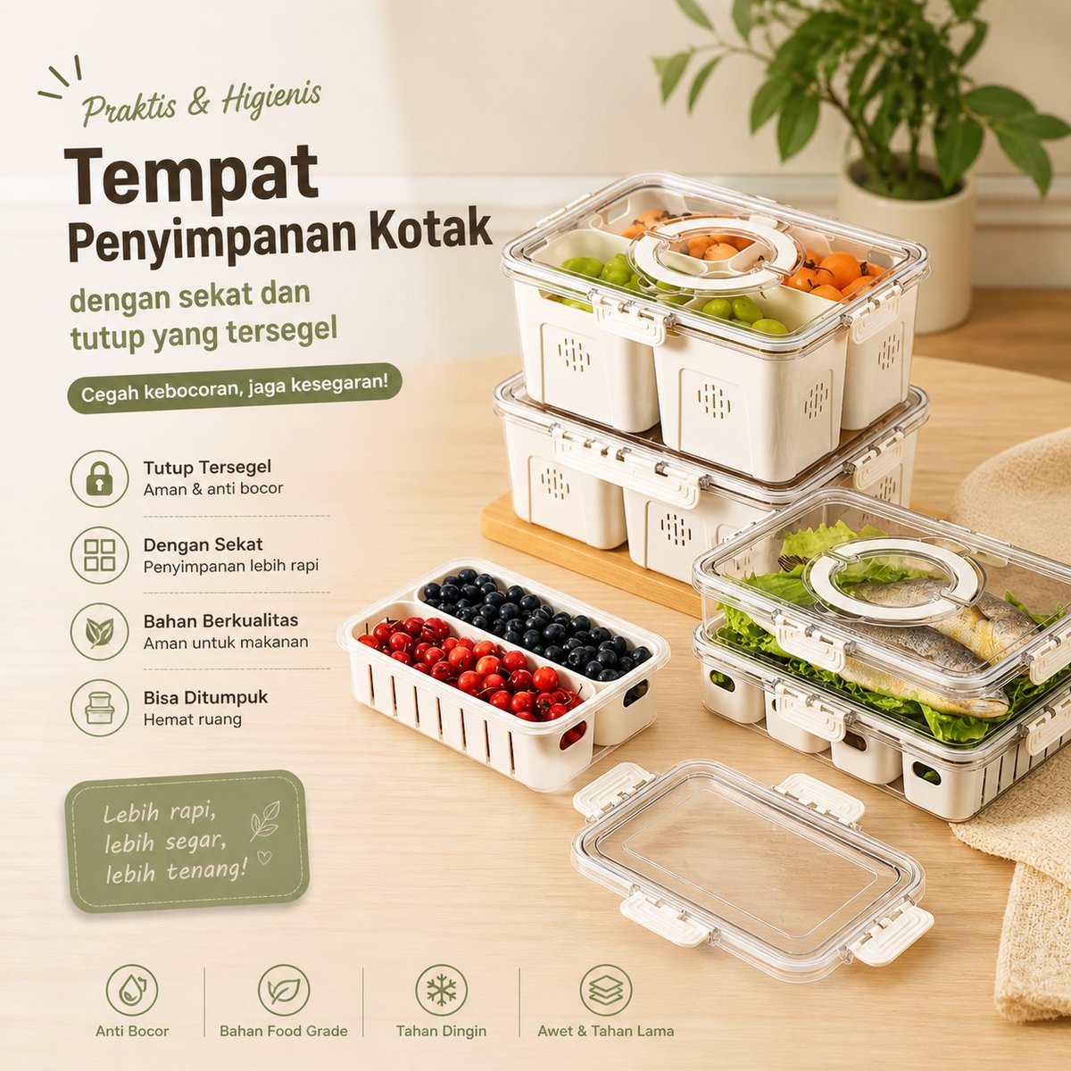 novarkaid's tweet photo. Promo Special Hari Ini! 🎉 Kotak Penyimpanan dengan Sekat – Praktis &amp; Higienis! Jangan lewatkan, order sekarang! Kulkas rapi, hati senang! 💚
https://t.co/pR2vAbtKkP https://t.co/453QxJoppY