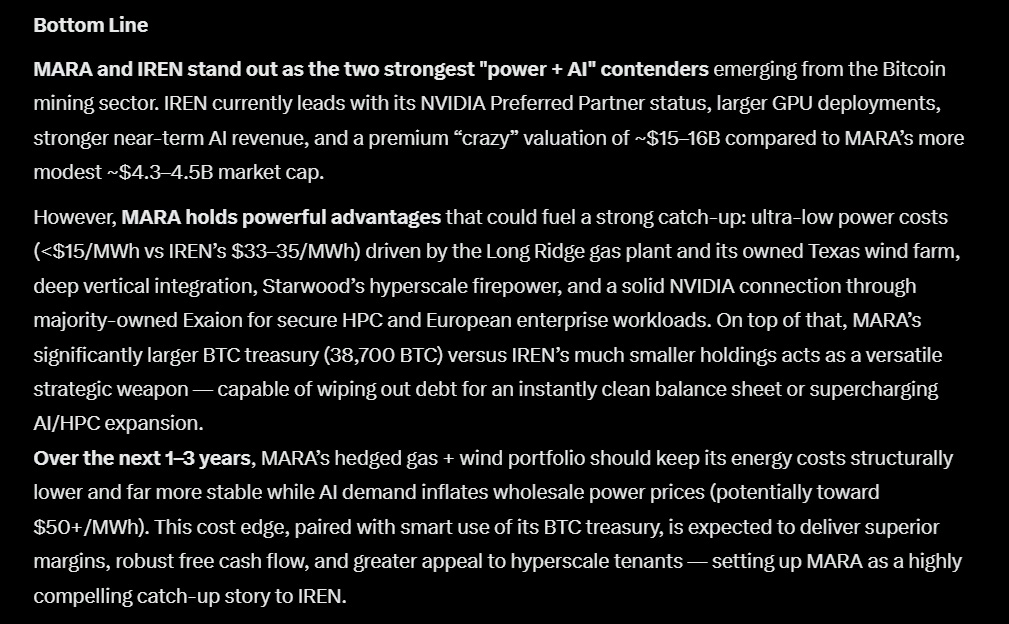 Some thoughts when looking at the valuation of $MARA and $IREN.
