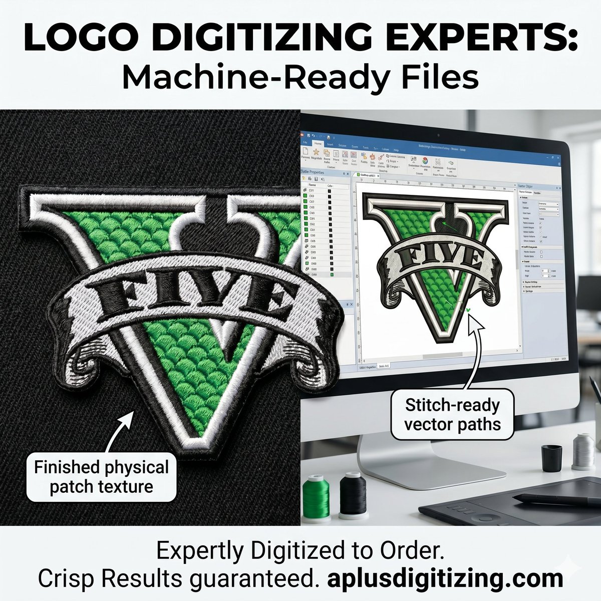 aplusdigitizing's tweet photo. Turn your brand's vision into flawless embroidery!  We specialize in premium Logo Digitizing, ensuring every stitch is perfectly placed for crisp, clean results on any fabric.
#LogoDigitizing #Embroidery #CustomApparel #AplusDigitizing https://t.co/OElS7Kr1MR