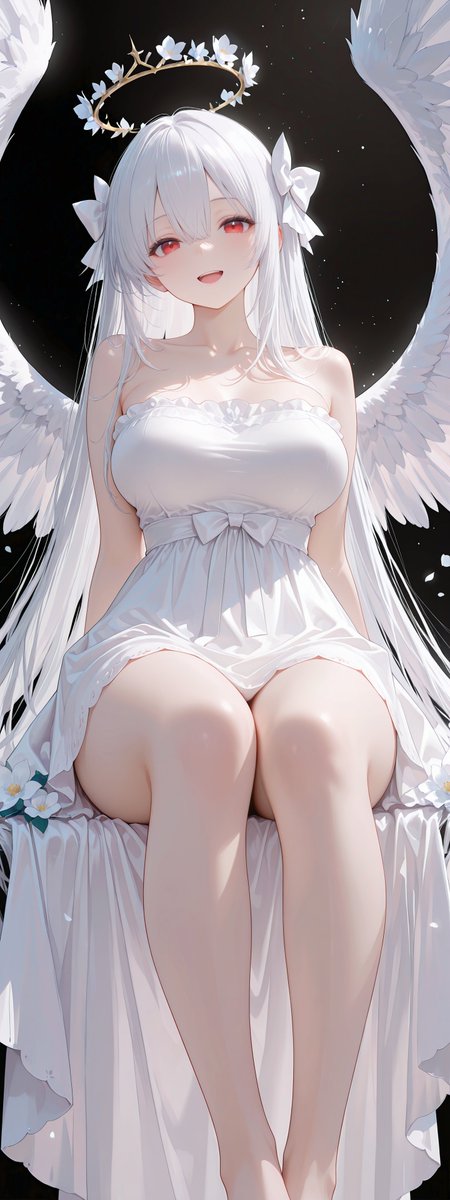 美人画『白い妖精❤️』超特大A3サイズ White flower 白い花 SFW Illustration.