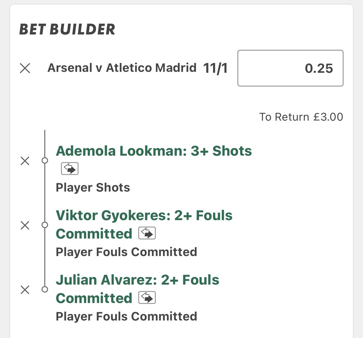 TheMooseTips's tweet photo. ⚽️Arsenal v Atletico Madrid 
💰1u/0.25u

Lookman managed 4 shots in the reverse fixture and has landed 2+ in 33/35, 3+ in 22/35.

Gyokeres managed 4 fouls in the reverse fixture and has landed 1+ in 28/31 LGs, 2+ in 13/28. 

Alvarez 1+ in 11/11 LGs, 2+ in 6/10.

@StatsHubCom 📊 https://t.co/6Q3uEHPUJl