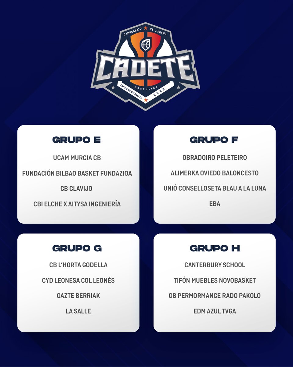 BaloncestoESP's tweet photo. 🚨 OFICIAL | Los Campeonatos #FEBCadete2026 ya tienen grupos y calendario 🧐

📝 MÁS INFO ⬇️
https://t.co/OonkMoWz70

#SomosEquipo https://t.co/f3bXTgKlsP