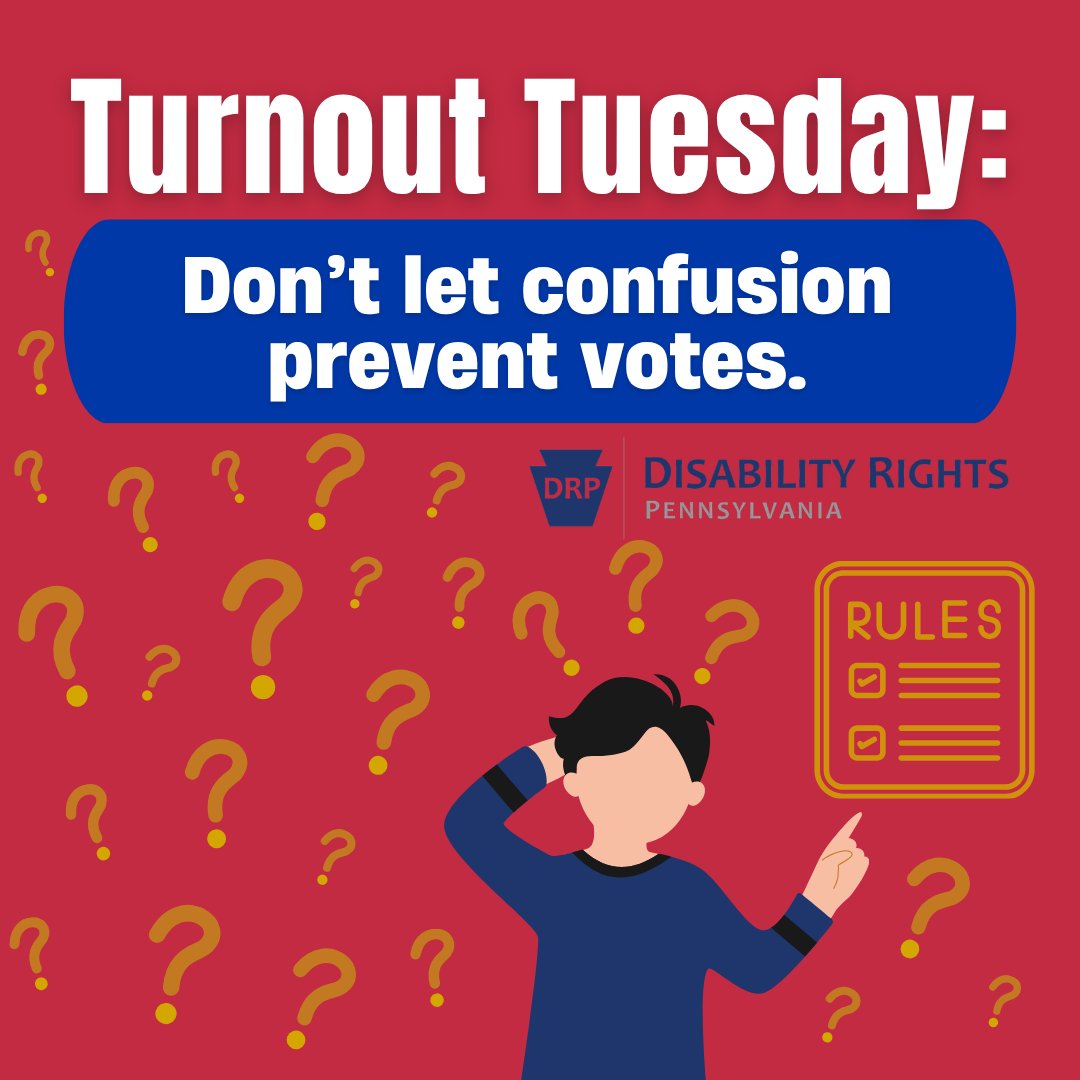 DisabilityRtsPA's tweet photo. Turnout Tuesday Week 4:

No eligible voter should be blocked by an inaccessible form, delayed ballot, or confusing process.

Tip: If your eligibility at the polls is questioned, you have the right to ask for a provisional ballot.

Find more info here: 
https://t.co/4n6ejIfMnB https://t.co/X0cagpWCCL