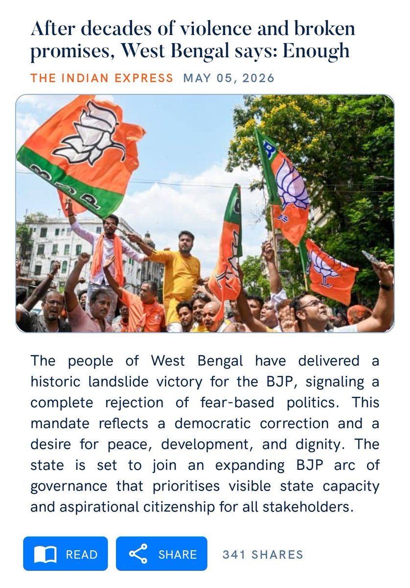 After decades of violence and broken promises, West Bengal says: Enough
indianexpress.com/article/opinio…

via NaMo App