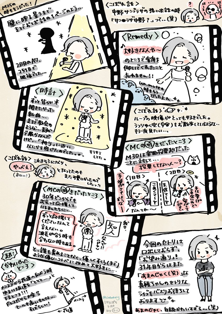 hotchpotch321's tweet photo. 30周年記念LIVE“M30～Your Best～” 

心の中の映像に画力が追いつかないのですが、夢のような2日間を振り返り楽しいお絵描きの時間でした🕰️🕊️
菅野さん、岩里さん、北川バンド、河野バンド、そして真綾ちゃんをとりまくみなさま、そして #坂本真綾 さま、心からの感謝を込めて💐

#maaya_30th https://t.co/72XU0lUhZ1