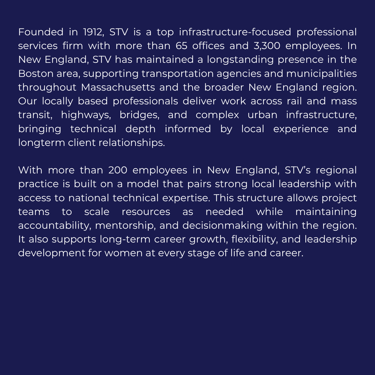 WTS_Boston's tweet photo. WTS-Boston is proud to announce STV Incorporated has been selected to receive the WTS-Boston 2026 Employer of the Year Award! STV Incorporated will receive recognition of this prestigious award at the WTS-Boston Annual Scholarships &amp; Awards Banquet on June 25. https://t.co/EVSESkNTOY