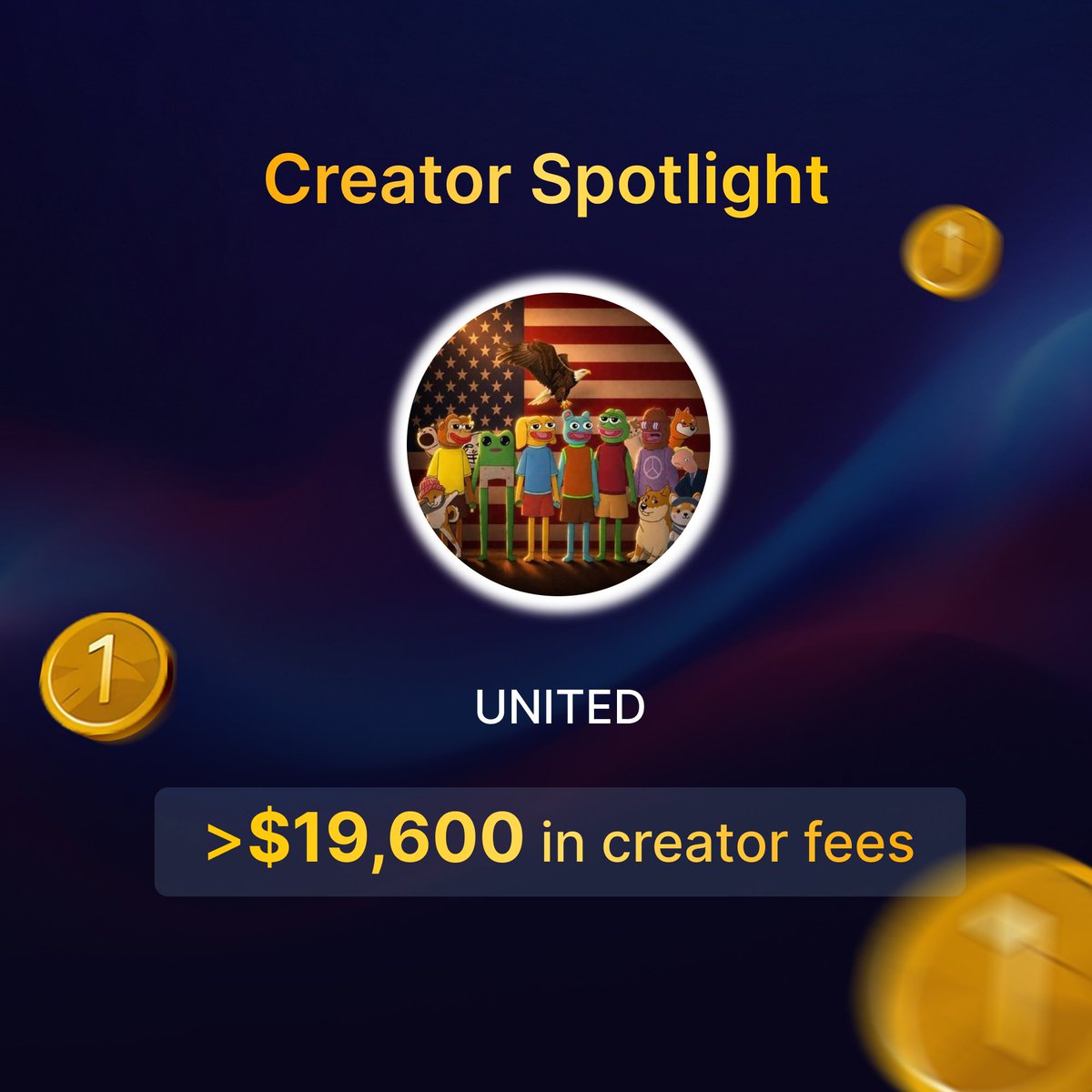 americadotfun's tweet photo. 🚨 CREATOR SPOTLIGHT: $UNITED earns ~$19600 in creator fees through America Mode https://t.co/Xy4ICasen4