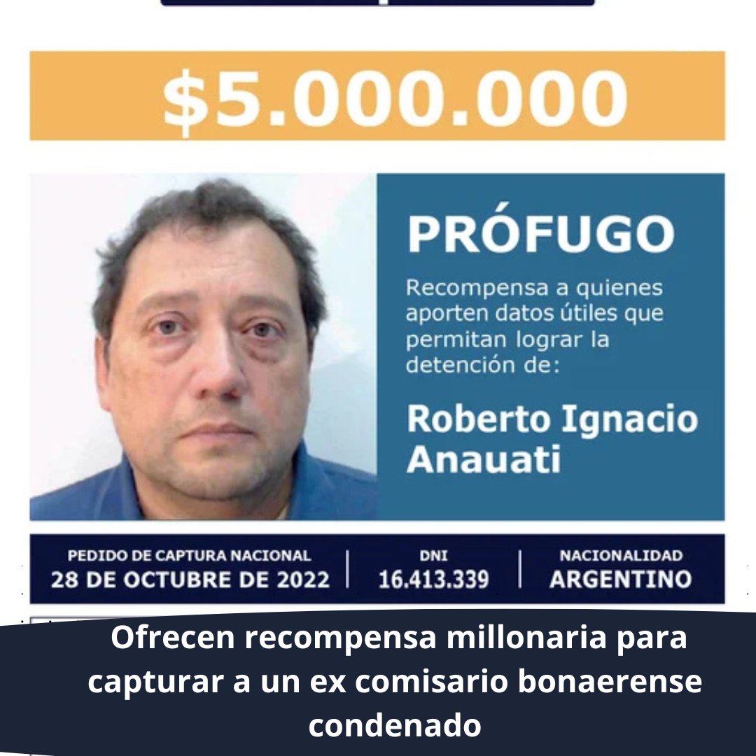 TiempodePoder's tweet photo. 🚨 Ofrecen recompensa millonaria para capturar a un ex comisario bonaerense condenado https://t.co/FMMQT323JG https://t.co/LzXu4UwWqo