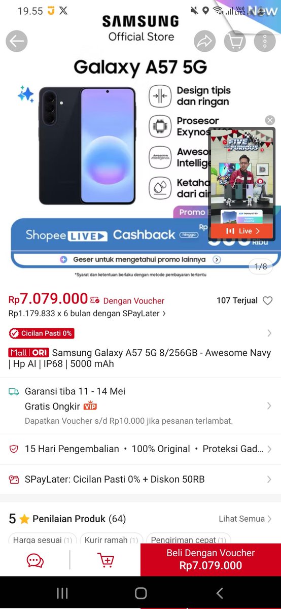 EhSyofia's tweet photo. @ShopeeID @ShopeelD Desain slim &amp; performa kuat Exynos 1680 di Galaxy A57 5G, jadi bebas Explore Cross Passion Mission &amp; ngelakuin banyak hal yang aku suka #GalaxyA57withShopee

Lirik aku min @ShopeeID 🧡 https://t.co/m2PqZquJIn