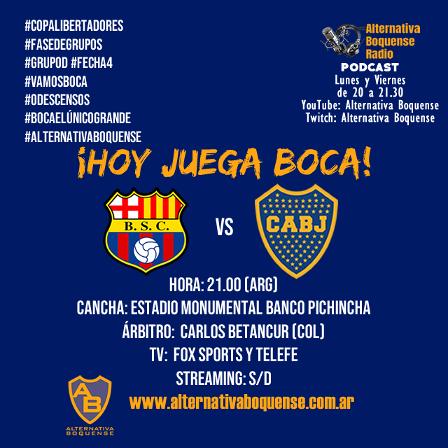 alter_boquense's tweet photo. #Libertadores #HoyJuegaBoca y va por sumar los tres puntos en Ecuador

#BocaJuniors #VamosBoca #CrespiEsBoca #LaBombonera #LaBocaConCrespi #BocaElÚnicoGrande #0Descensos #Lubrimota #HerramientasMota #mota 

https://t.co/UmzivlxRmP https://t.co/oNknlLjTNJ