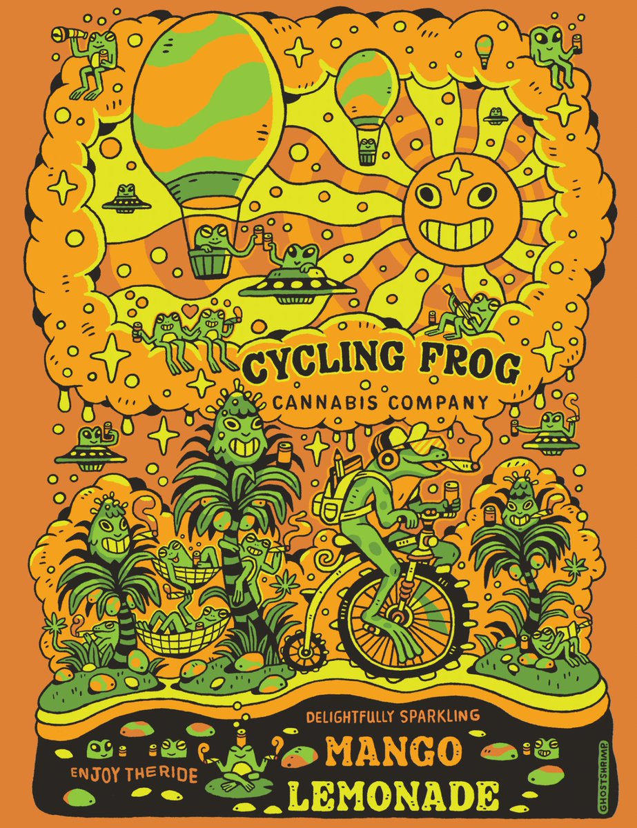 realghostshrimp's tweet photo. 50 MG MANGO LEMONADE IS OUT @CyclingFrogCBD ๐ธ๐ธ๐ธ
LIQUID FLOW STATE ๐ฝ๐ฝ๐ฝ
Get the new GHOSTSHRIMP drinks, gummies, hoodies, plus some fun froggy animations on their website ๐ฅ๐ฅ๐ฅ
hand drawn on @wacom in @Photoshop on @Apple โค๏ธโค๏ธโค๏ธ
#illustration #visualart #cyclingfrog