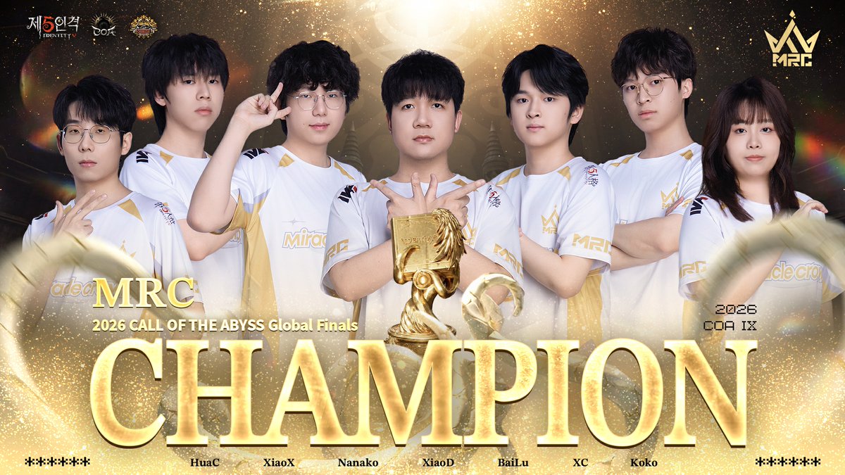 COA IX 글로벌 파이널 토너먼트
MRC 클랜 챔피언 등극!

꾸준한 노력의 결실로
최고의 무대에서 결과를 만들어냈다네~

축하드린다네~

#제5인격
#IdentityV
#제5인격COAIX