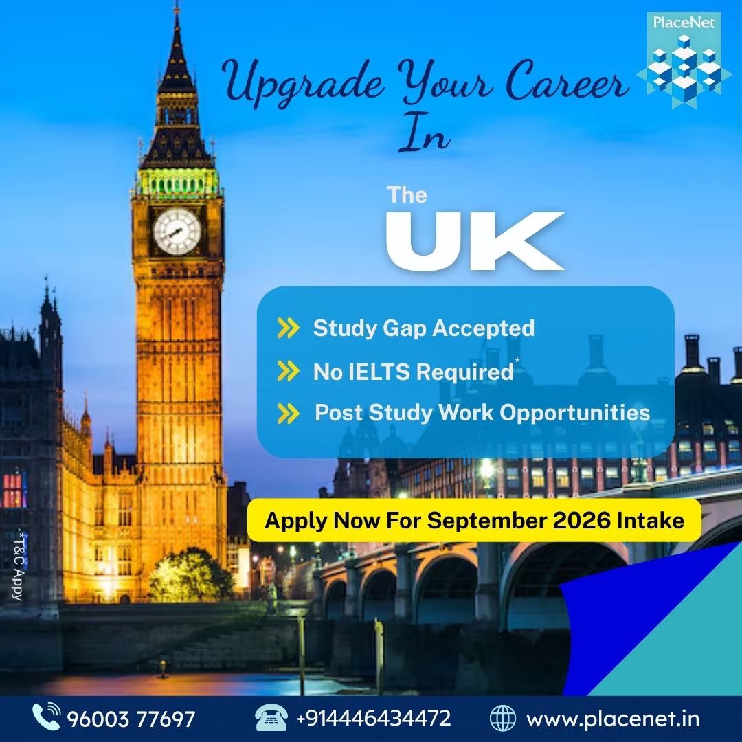 Placenet_abroad's tweet image. Upgrade your career with world-class education in the UK 🇬🇧
Turn your study abroad dream into reality with the September 2026 intake. Whether you have a study gap or are looking for flexible options 
📞 96003 77697
🌐 placenet.in⁠
#StudyInUK #UKEducation