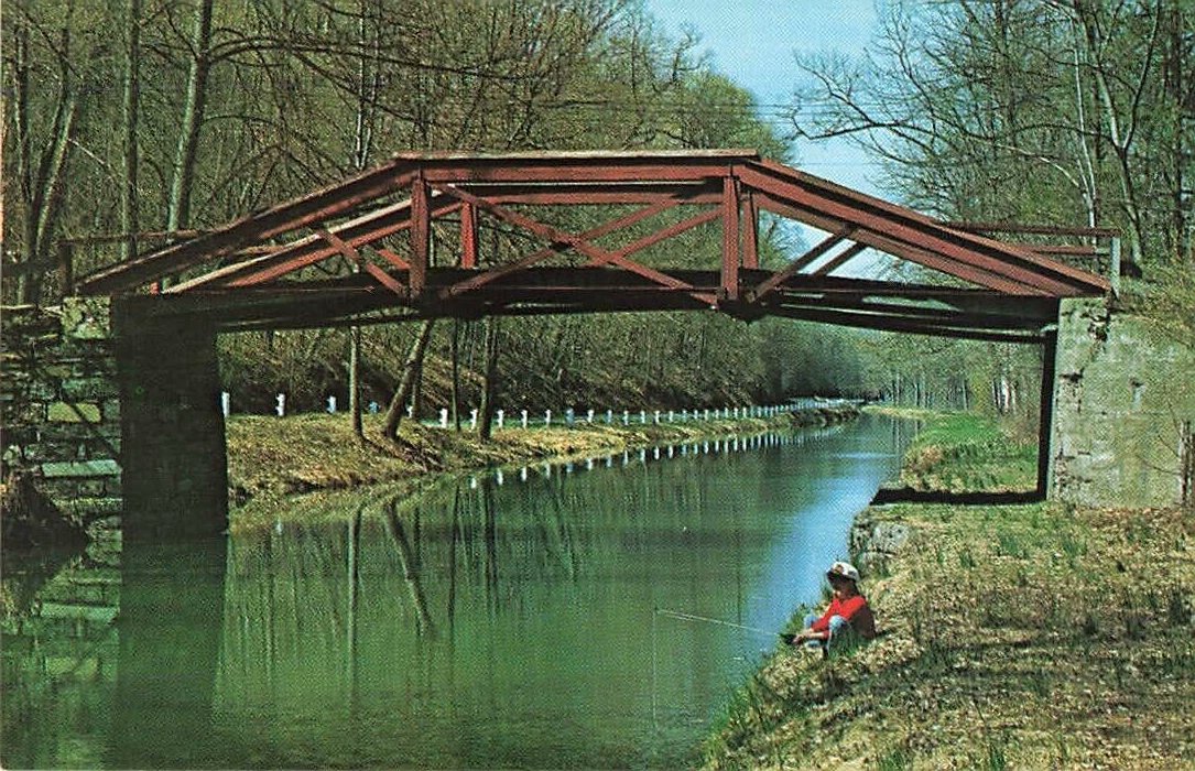 leopatti1910's tweet image. Random Listing 43:  Delaware Canal Bridge, Bucks County, Pennsylvania.  Standard/Chrome Postcard, unposted.  Listed February, 2025.  #potd #postcard #bridge #canal #fishing #random