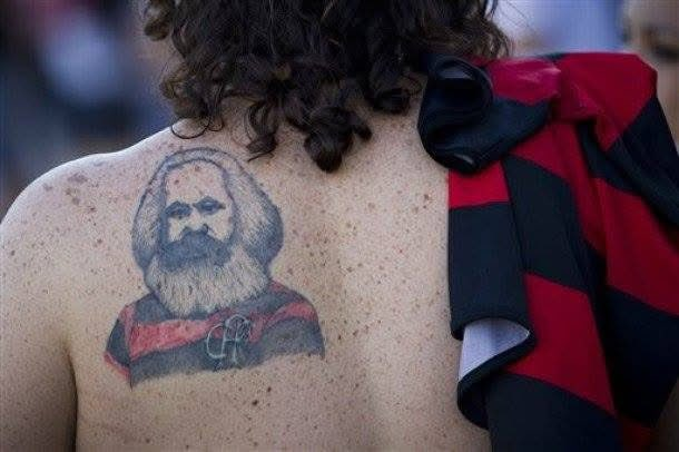 #Brazil — CR Flamengo supporter with a Karl Marx tattoo.