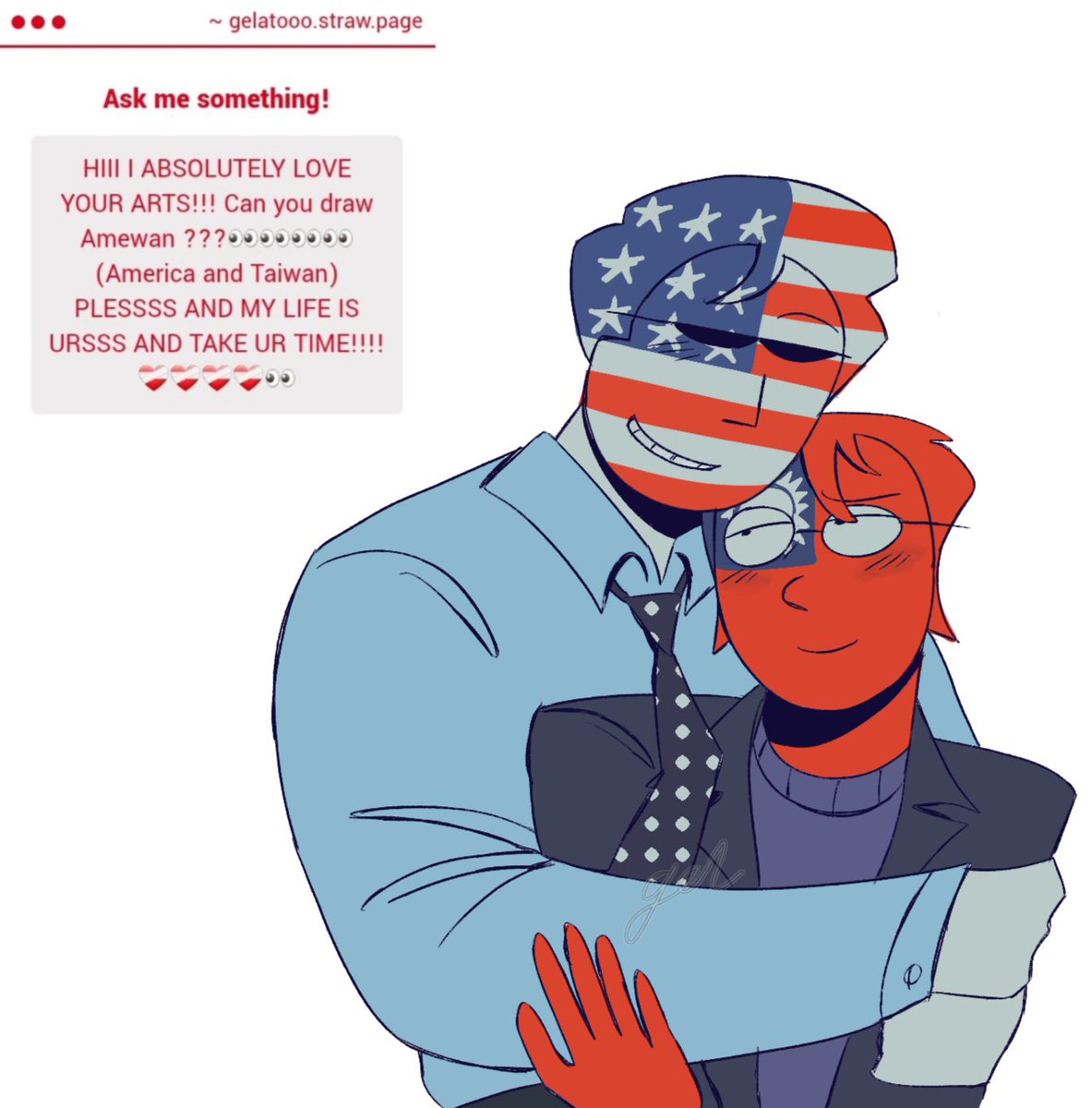 GelFunky's tweet photo. Ship requests I finally did during today's free time #countryhumans https://t.co/0AkjAuaevX