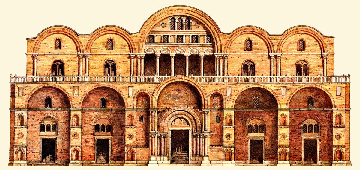 Do you recognize this facade?

You don't? No one will blame you. As this very facade (or something very similar to it lies hidden below opulent (even kitschy cladding) of the St Mark's Basilica in Venice