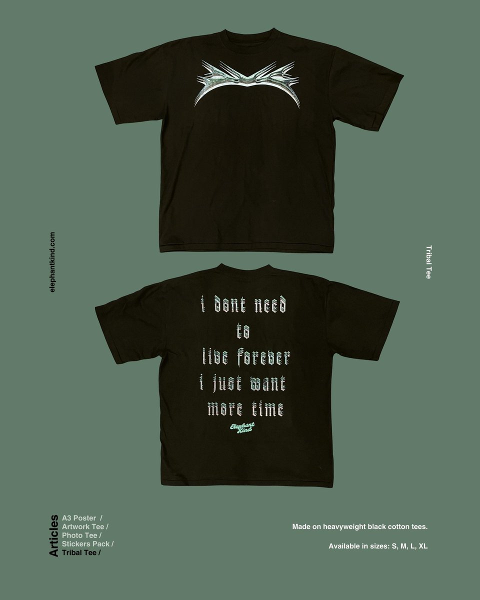 elephantkind's tweet photo. NEW MERCH DROP EXCLUSIVELY AT KRAPELA!

Three brand new tees, produced in collaboration with @996homebreaks for premium quality.

See you on May 7! https://t.co/hkgH4b4gAH