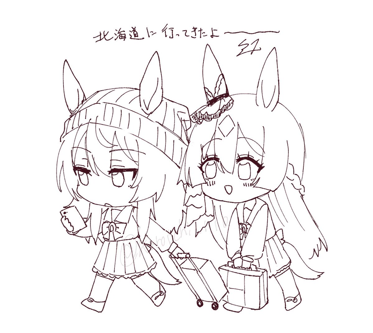 これは帰りの飛行機で描いたサトナカちゃん絵