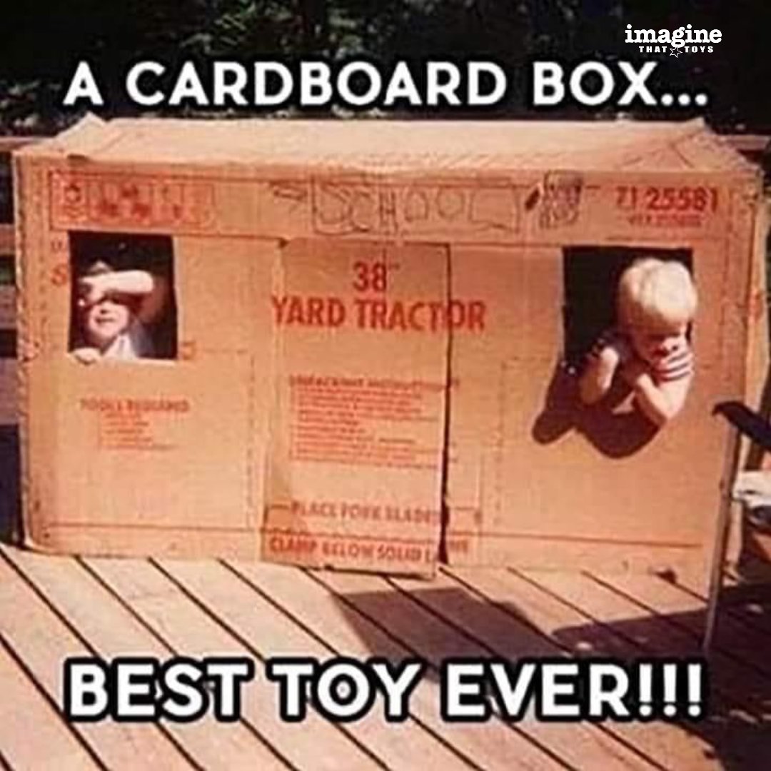 ImagineThatKS's tweet image. Saw this and it made us chuckle! Actually, we totally agree!! Need a cardboard box, we always have some hiding in the back! 📦 It’s safe to think outside or inside these kinds of boxes! 

#BestToy #ToyStore #Imagination #ImagineThatToys