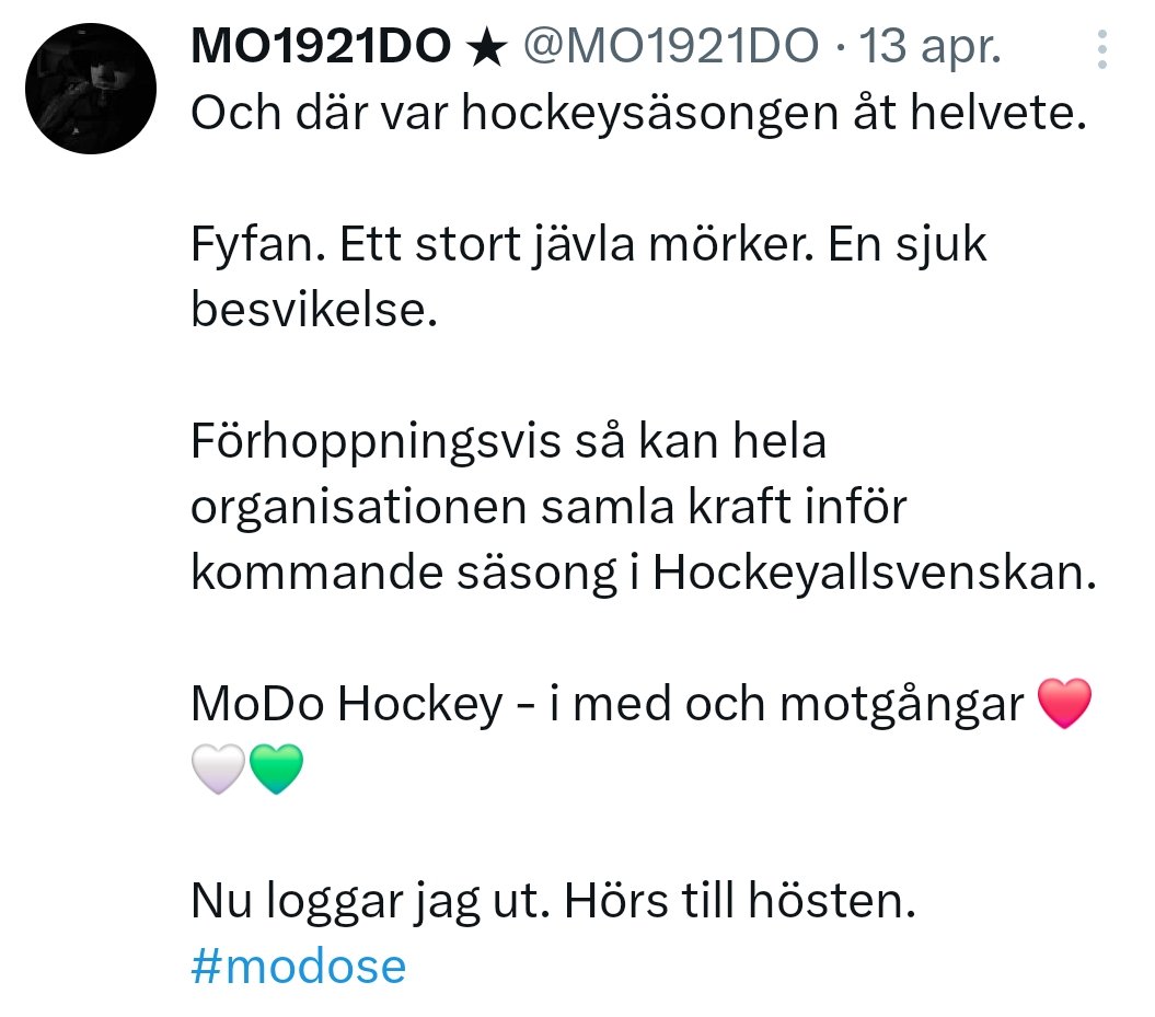 Out of context MoDo Hockey tweet media