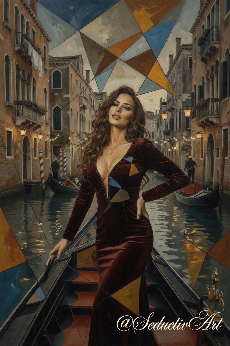 SeductivArt's tweet image. Canal of Desire – Venice (Cubist style) #share  #women